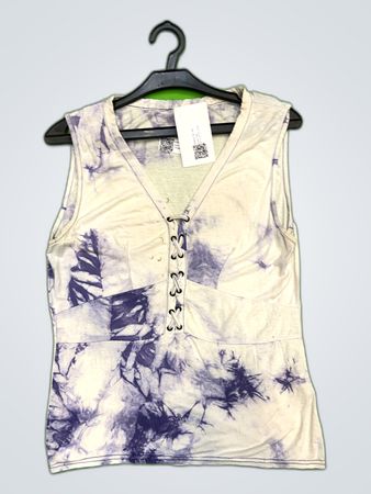 Vintage Vanguard Lace-Up Tie-Dye Tank Top