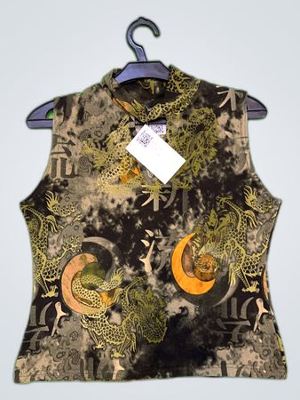 Unbranded Dragon Print Sleeveless Blouse