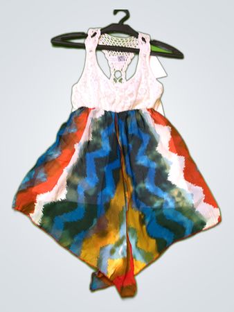 Unbranded Lace Bodice Multicolor Printed Mini Dress