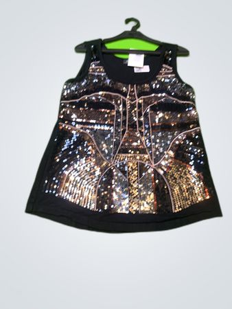 Amy Vermont Sequined Black Cami Top