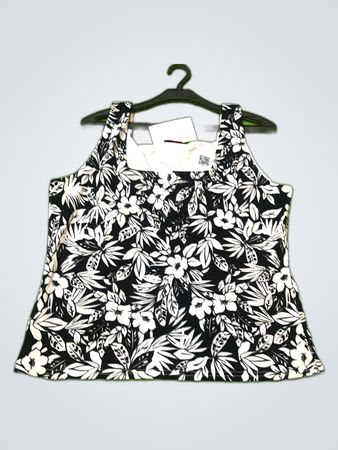 Riaggini Black Floral Print Sleeveless Tank Top