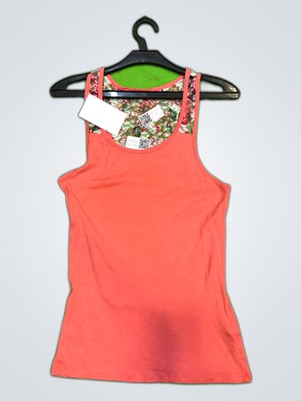 Unbranded Orange Floral Trim Tank Top