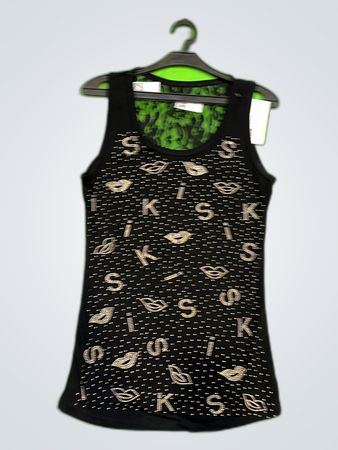 Black Lace KISS Print Tank Top