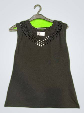 Black Sleeveless Cut-Out Tank Top