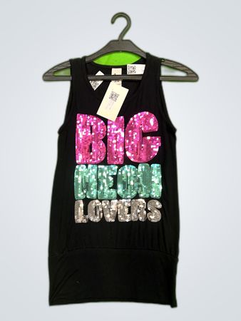 Here + There Big Sequin Lovers Graphic Tank Top