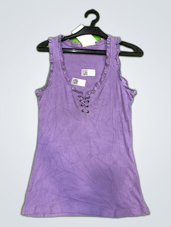 Yessica Purple Ribbed Lace-up Tank Top
