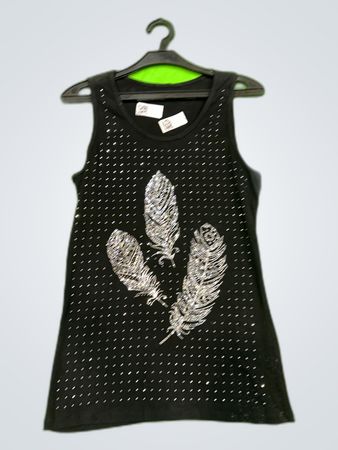 Unbranded Black Sequin Feather Tank Top