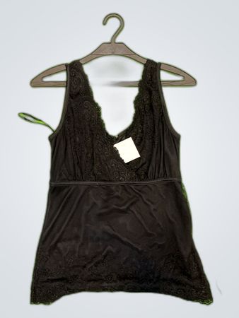 Black Lace Trim Tank Top