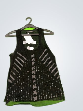Attivo Black Sequined Mesh Tank Top