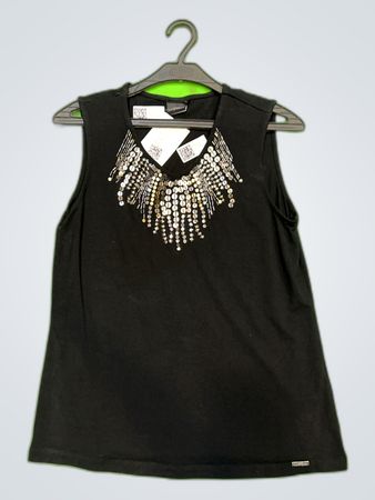 Sixth Sense Black Beaded Sleeveless Top