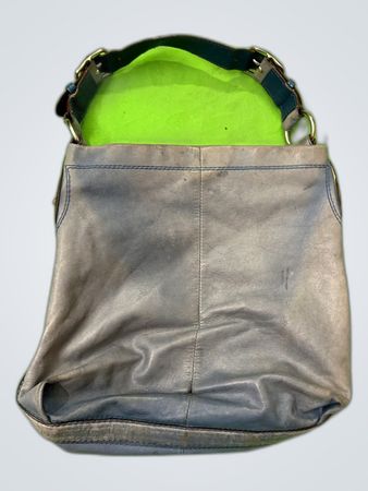 Gray Leather Shoulder Bag