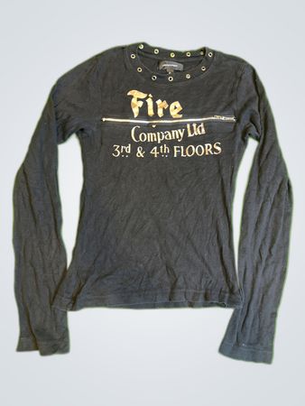 JENYFER Long Sleeve Top with Grommets and Printed Design