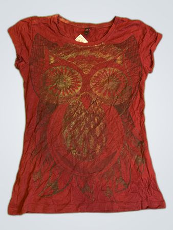 Aeropostale Women's Red Owl Graphic T-Shirt