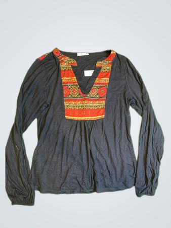 Promod Embroidered Long Sleeve Blouse
