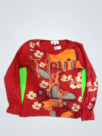 Long Sleeve Red Graphic Shirt
