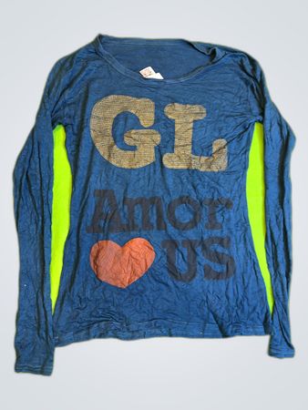 Blue Long-Sleeve T-Shirt with 'GL Amour US' Design