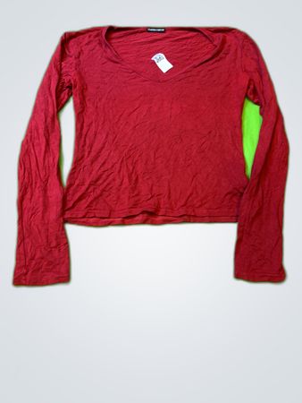 Claudia Chiffon Long Sleeve Red Top