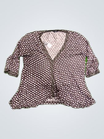 Russe & Cote Women's Medium Purple and White Polka Dot Blouse