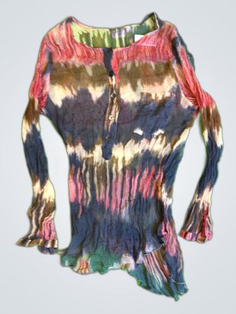 O'Man's Land Multicolor Tie-Dye Long Sleeve Blouse