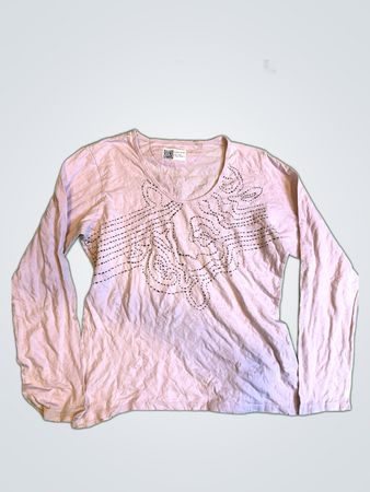 Pink Long-Sleeve Top with Embellishments