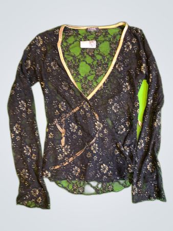 Prime Black Lace Wrap Blouse