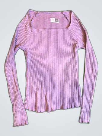 Zara Ribbed Square Neck Knit Top