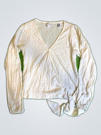 Cotton Club White Wrap Blouse