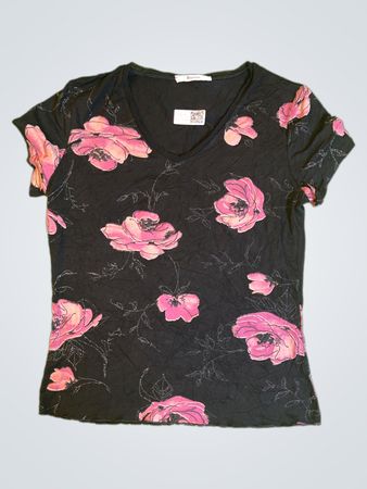 Burton Black Floral V-Neck Top
