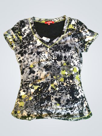 LeGenre Black Splatter Print V-Neck Top