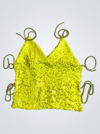 Upcycled Sequined Lime Green Top