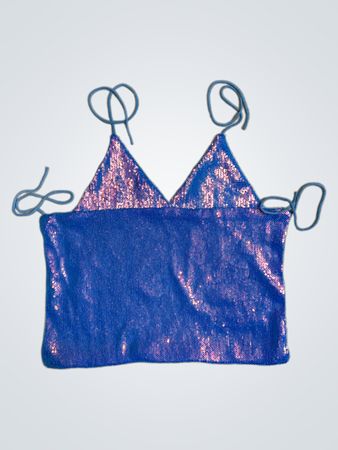 Upcycled Blue Sequined Cami Top
