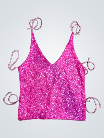 Upcycled Pink Sequined Top