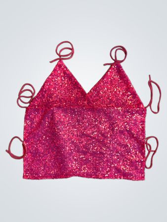 Upcycled Pink Sequined Top