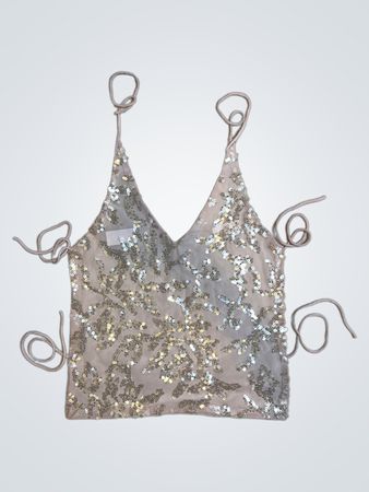 Upcycled Pink Sequined Top