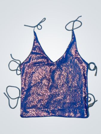 Upcycled Unbranded Blue Sequined Cami Top