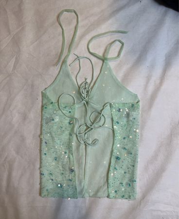 Upcycled Green Sequined Top