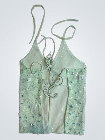 Upcycled Green Sequined Top