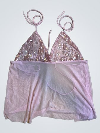 Upcycled Pink Sequined Top