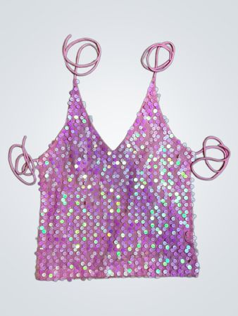 Upcycled Pink Sequin Top