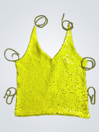 Upcycled Lime Green Sequined Tank Top