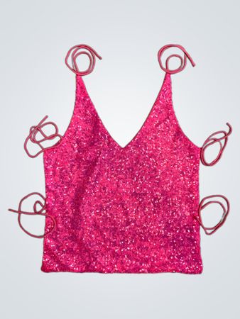 Upcycled Pink Sequined Top