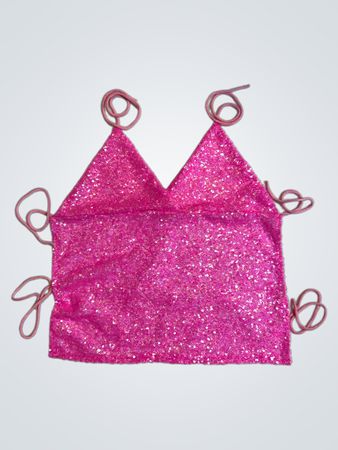 Upcycled Pink Sequined Cami Top