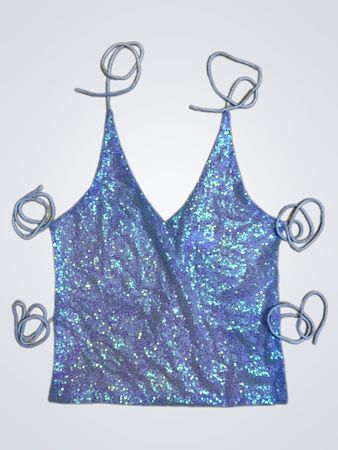 Upcycled Blue Sparkly Top
