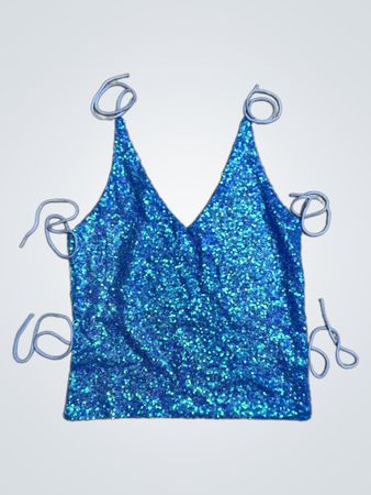 Upcycled Blue Sequin Top
