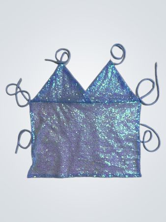 Upcycled Blue Sequin Top
