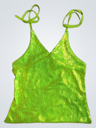 Upcycled Lime Green Sequined Top