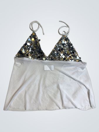 Upcycled Sequined Triangle Top