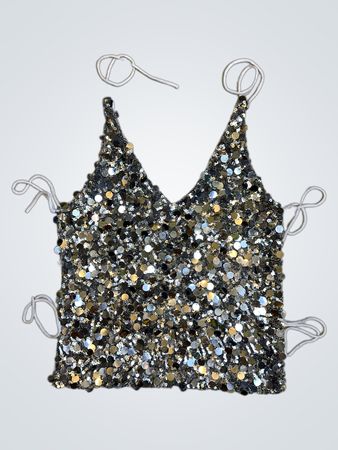 Upcycled Sequined Crop Top