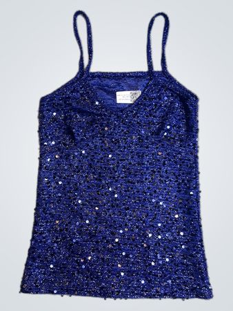 Upcycled Blue Sequined Tank Top