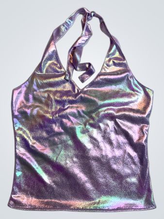 Upcycled Iridescent Purple Halter Top